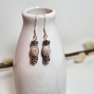 Lilac Riverstone Handmade Earrings On Sterling Silver Hypoallergenic Earwires